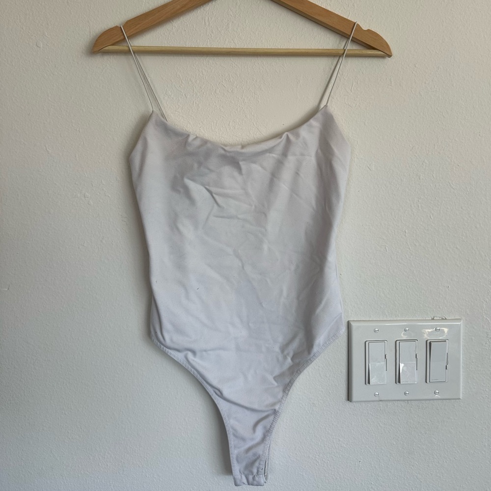 White Sleeveless Bodysuit with Scoop Neckline